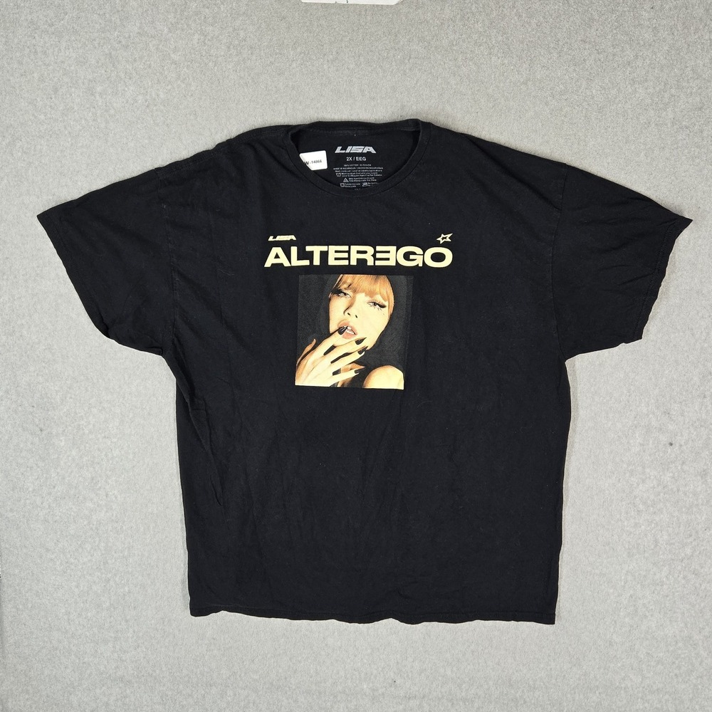 Lisa Women Shirt 2X Black Alter Ego Portrait Album Cover Graphic Print Crew Neck